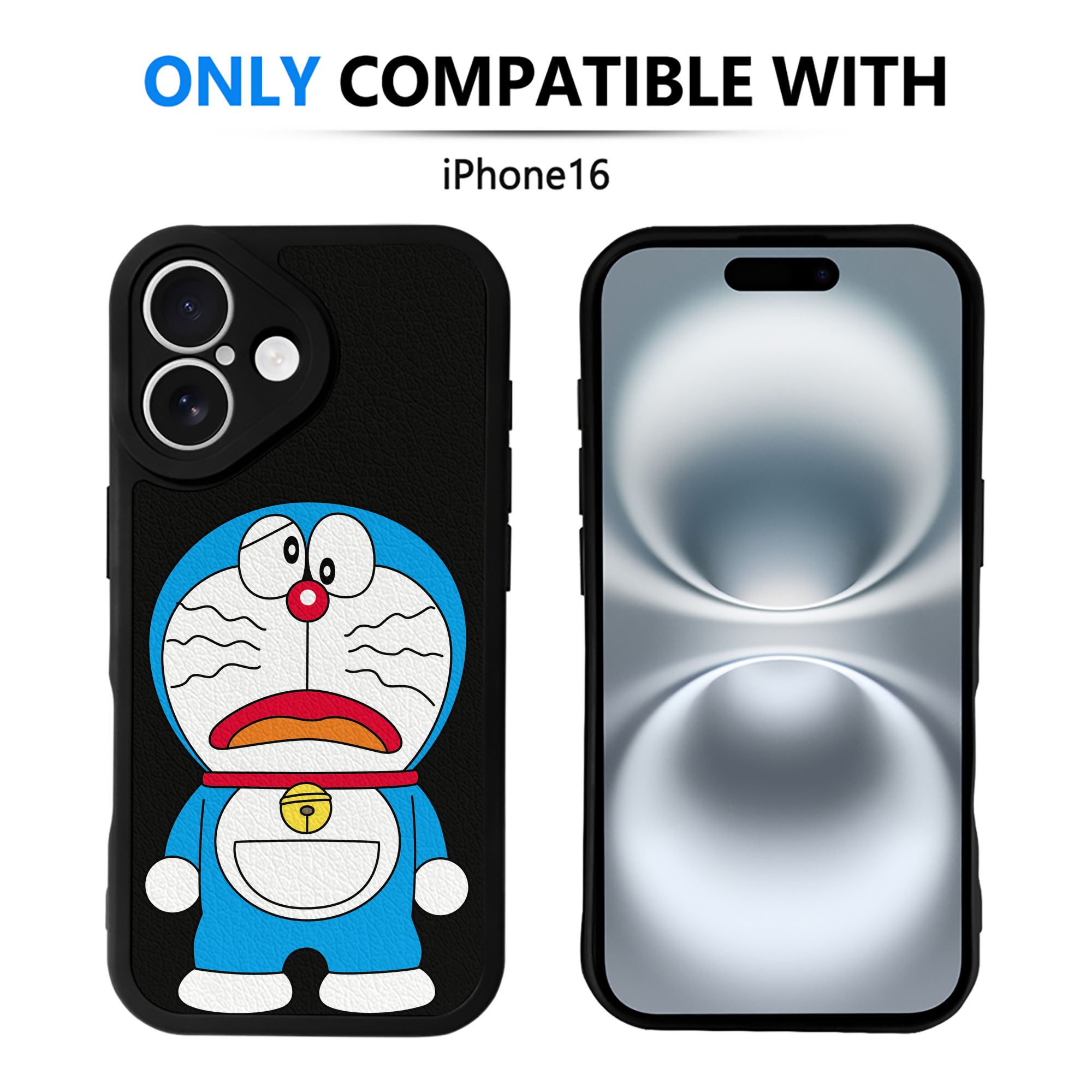 （画像用） ドラえもん Doraemon 【iPhone 16シリーズ対応】シリコンスマホケース（レザー調） 材質：シリコン